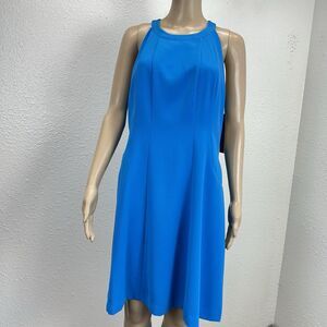 Marc New York Dress Halter A Line Retro Cottage Romantic Blue 12 Office Siren